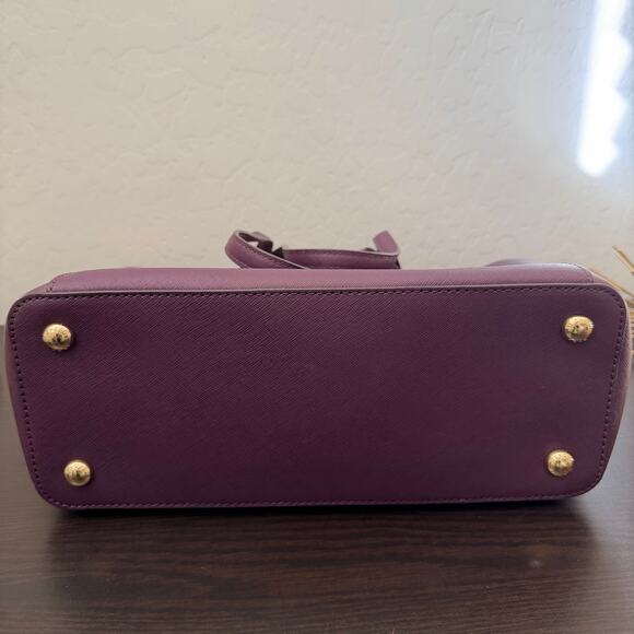 Michael Kors Jet Set Leather Tote Purple Saffiano Large Top Zip Handbag - Picture 6 of 7